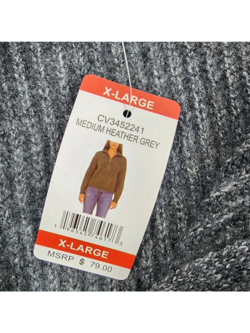 Vince Camuto Knit Sweater Womens XL Gray Pullover 1/4 Zip Stretch  NWT